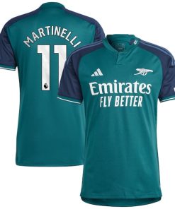Alternative view of Gabriel Martinelli Arsenal adidas 2023/24 Third Replica Player Jersey - Green/Yellow