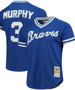 Alternative view of Dale Murphy Atlanta Braves Cooperstown Mesh Batting Practice Jersey - Royal/Scarlet