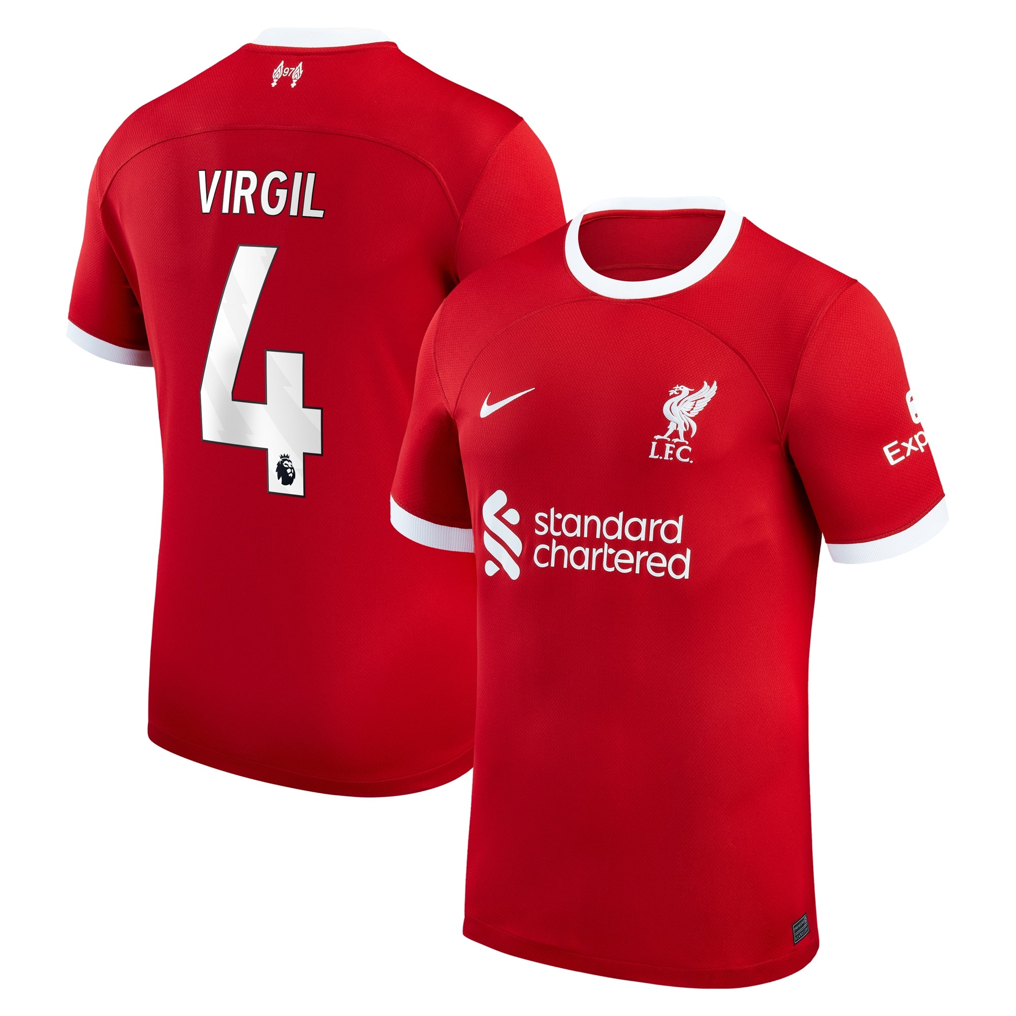 Virgil van Dijk Liverpool Nike 2023/24 Away Replica Player Jersey - White/Red - Image 5