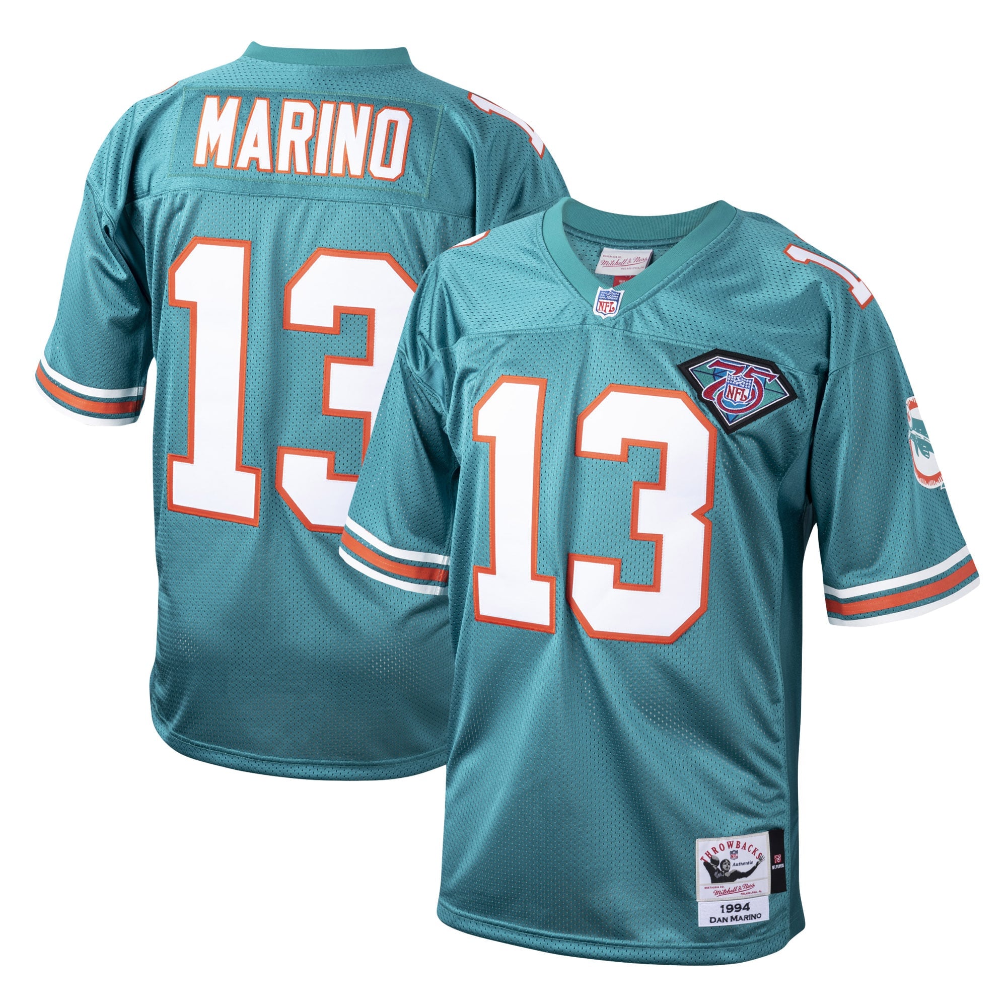Dan Marino Miami Dolphins 1995 Authentic Throwback Retired Player Jersey - White/Aqua - Image 4
