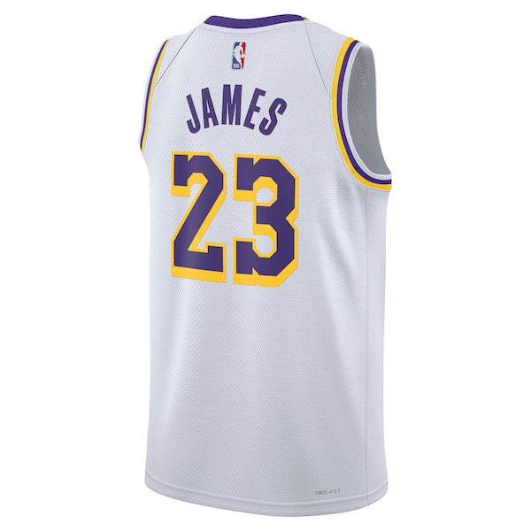 LeBron James Los Angeles Lakers Nike Unisex Swingman Jersey - Association Edition - White/Gold - Image 4