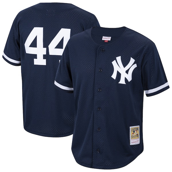 Reggie Jackson New York Yankees Cooperstown Collection Mesh Batting Practice Button-Up Jersey? - Navy
