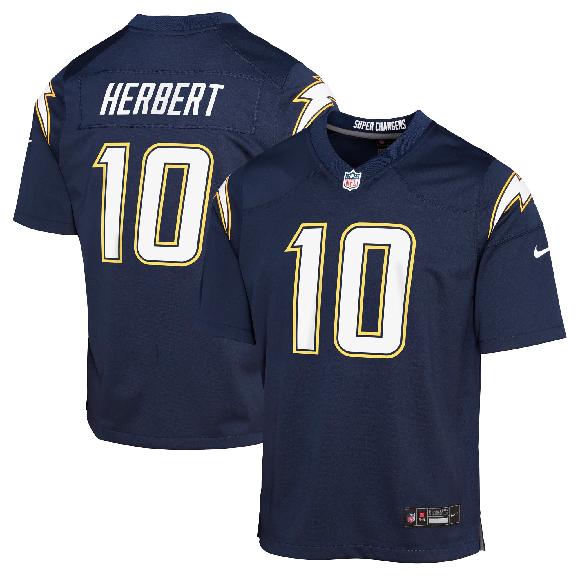 Justin Herbert Los Angeles Chargers Nike Youth Alternate Charger Power Game Player Jersey - Gold/Navy - Image 5