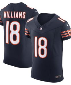 Alternative view of Caleb Williams Chicago Bears Nike Team Vapor F.U.S.E. Elite Jersey - Navy/Orange