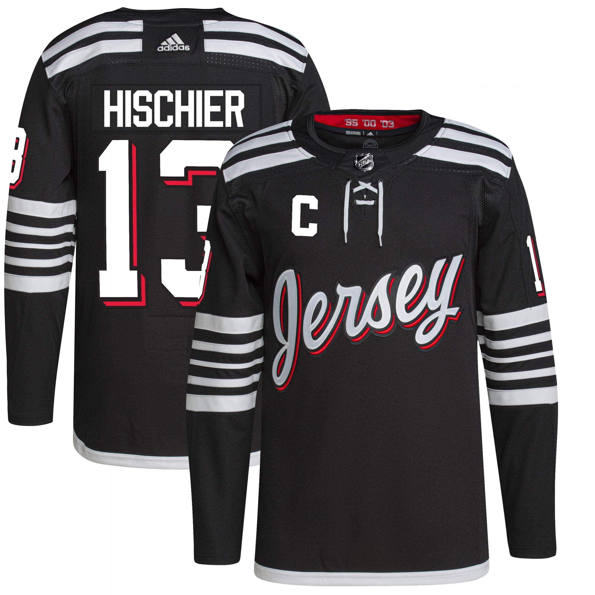 Nico Hischier New Jersey Devils adidas Home Primegreen Authentic Player Jersey - Red/Black - Image 5
