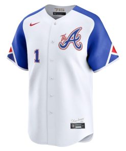 Alternative view of Ozzie Albies Atlanta Braves Nike City Connect Limited Jersey - White