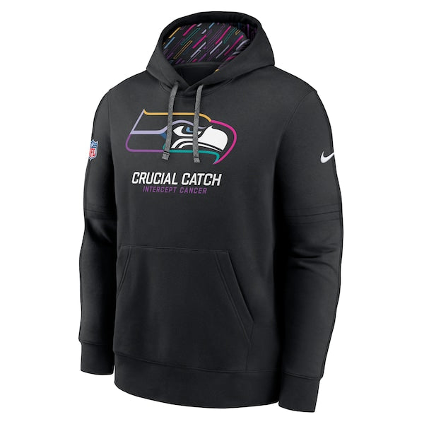 Seattle Seahawks Nike 2024 NFL Crucial Catch Club Pullover Hoodie - Black - Image 2