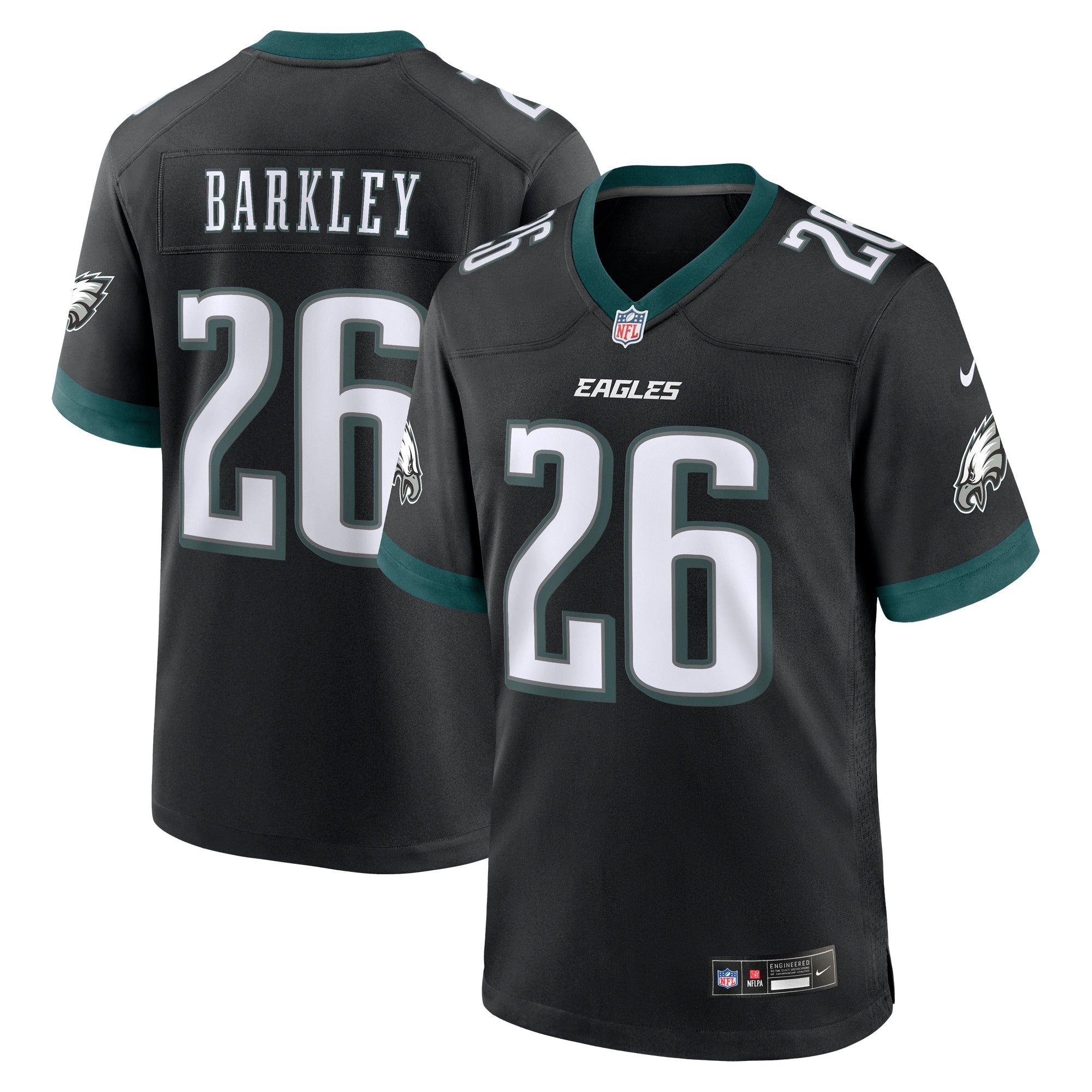 Saquon Barkley Philadelphia Eagles Nike White Game Jersey - White/Black/Green/Kelly Green - Image 8