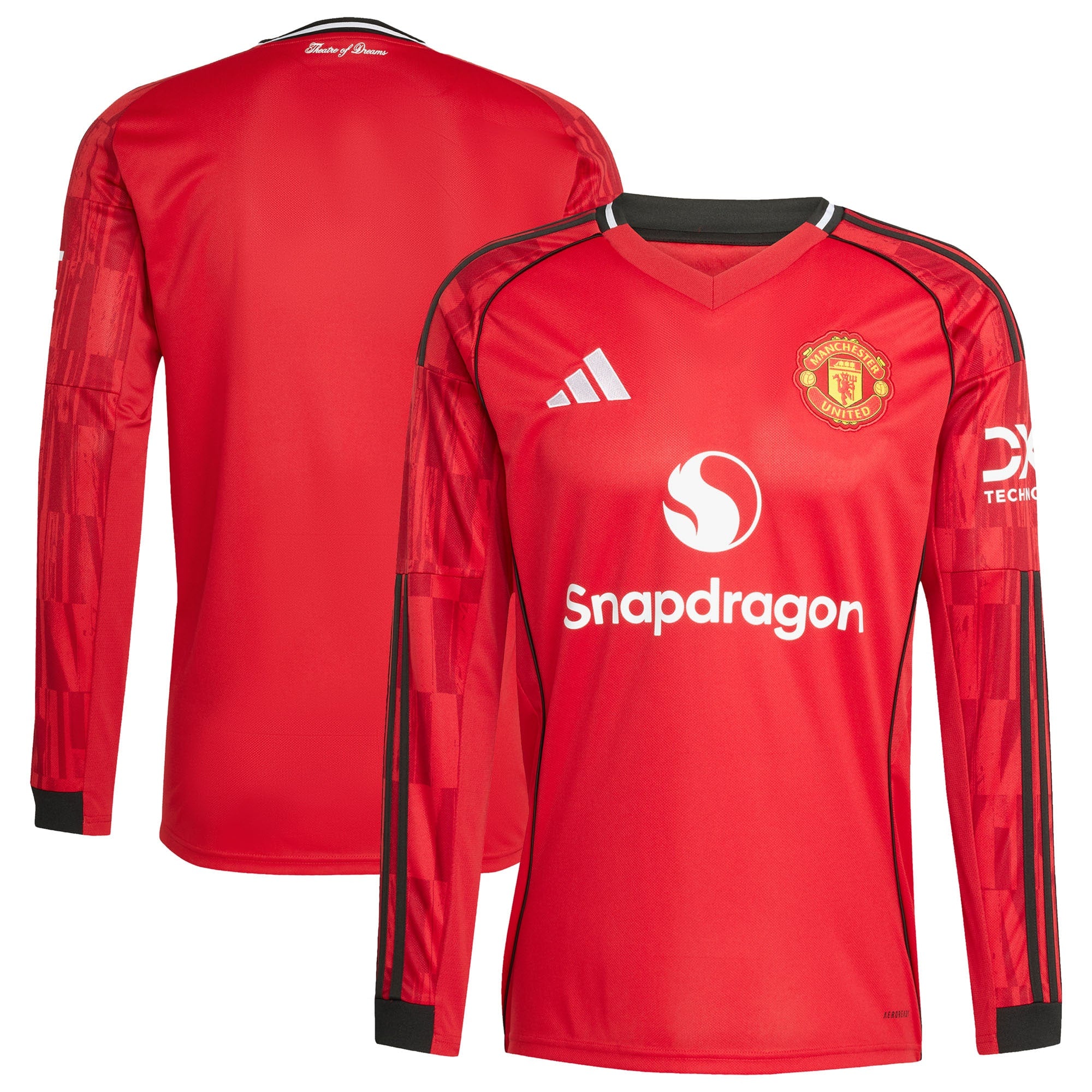 Manchester United adidas 2025/26 Away Replica Long Sleeve Jersey - White/Black/Red - Image 6