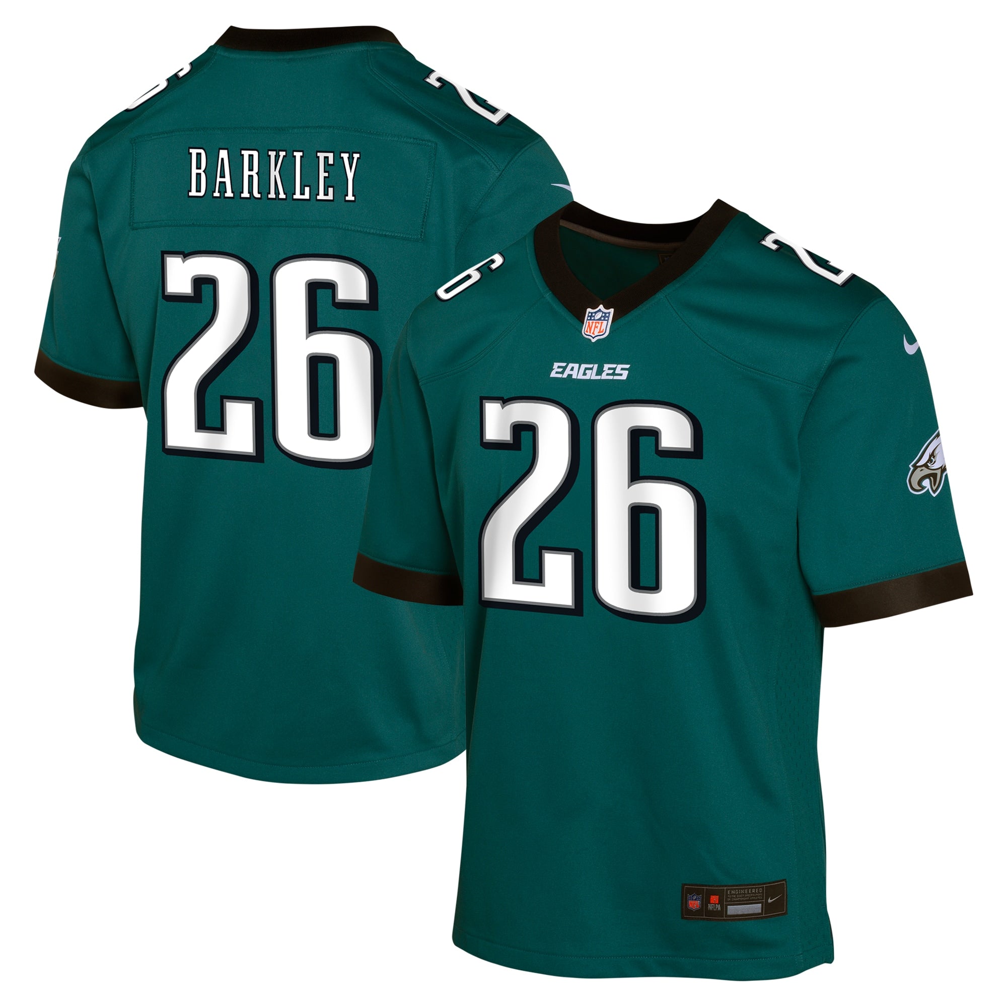Saquon Barkley Philadelphia Eagles Nike Youth Alternate Game Jersey - Black/Kelly Green/Green/White - Image 7
