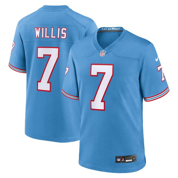 Malik Willis Tennessee Titans Nike Oilers Throwback Alternate Game Player Jersey - Light Blue/Navy - Image 2