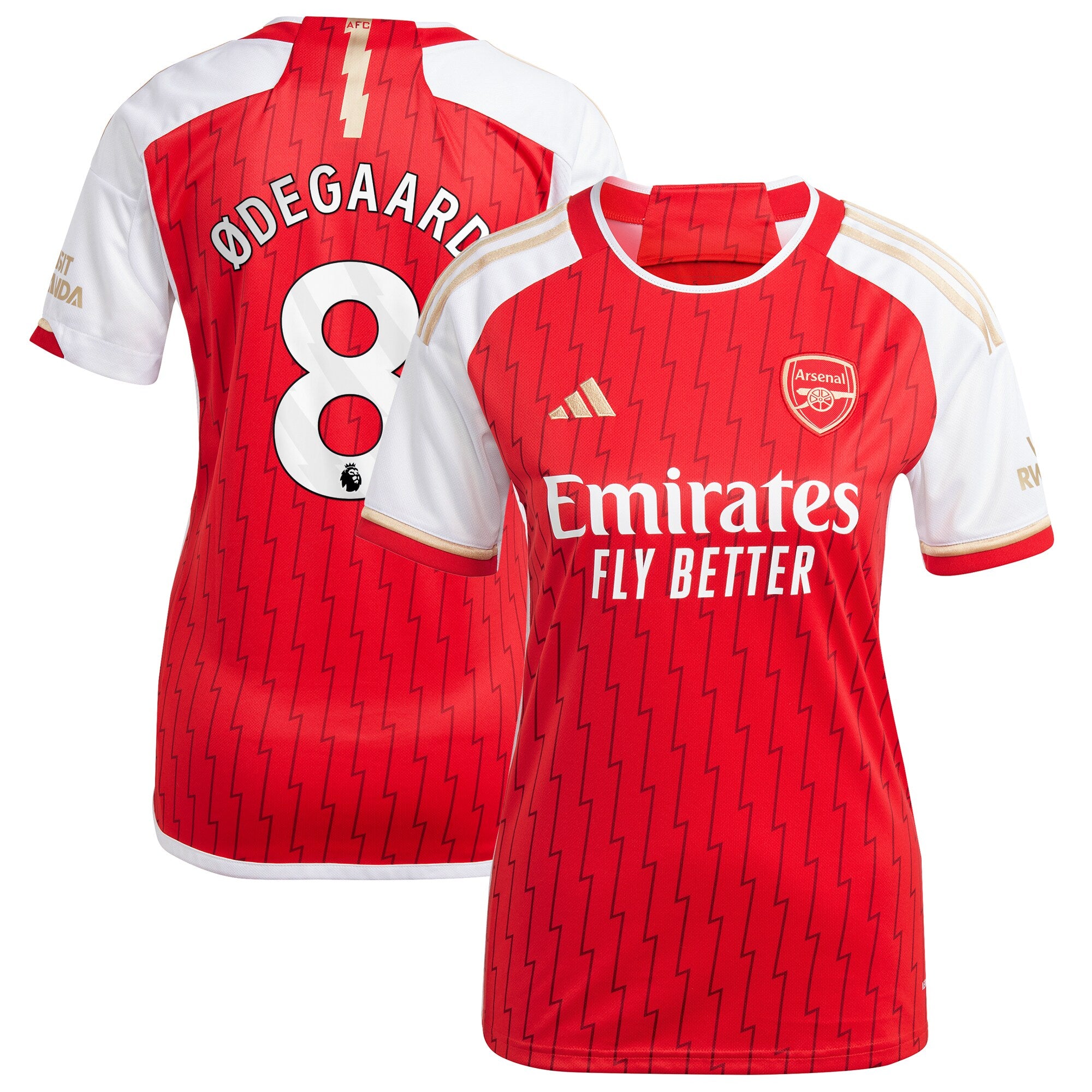 Martin Odegaard Arsenal adidas Women's 2023/24 Away Replica Player Jersey - Yellow/Green/Red - Image 6