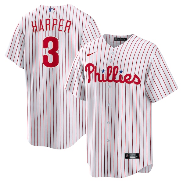 Bryce Harper Philadelphia Phillies Nike Home Replica Player Name Jersey - White/Cream/Red - Image 2