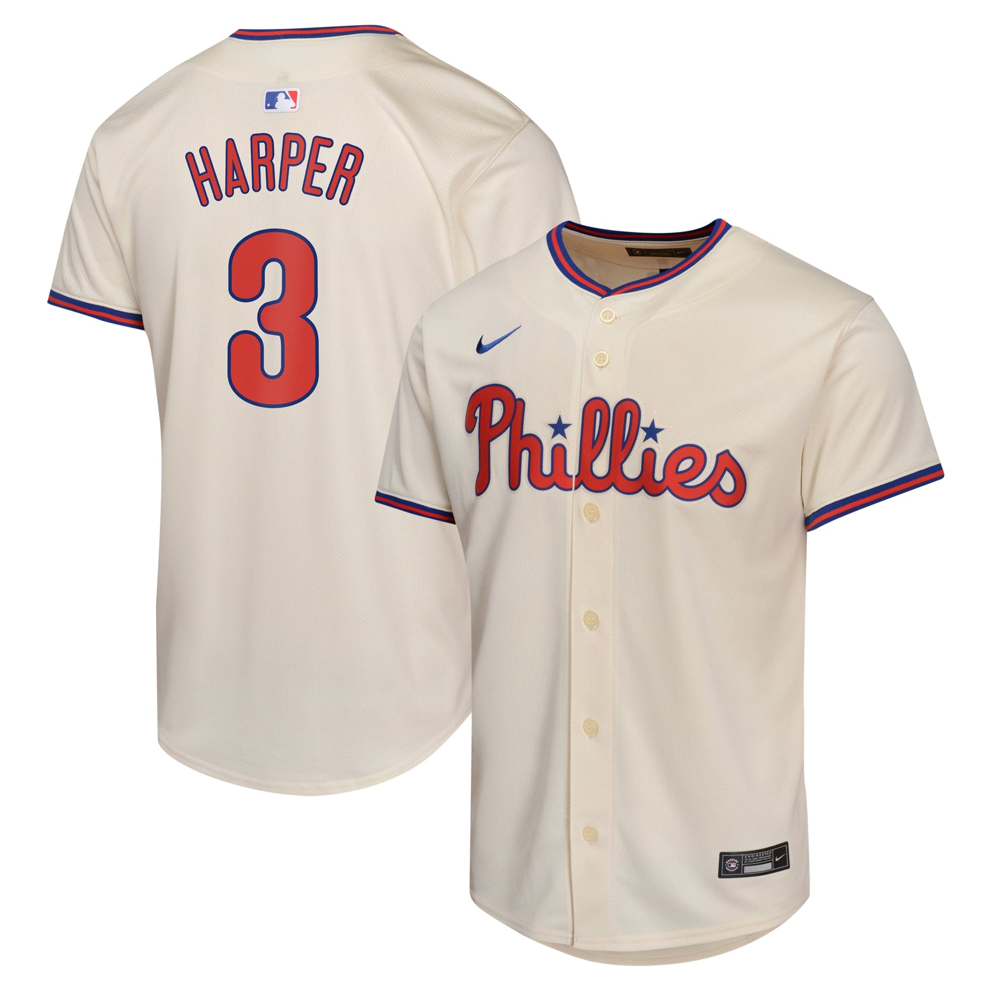 Bryce Harper Philadelphia Phillies Nike Youth Alternate Limited Player Jersey - Light Blue/White/Cream - Image 8