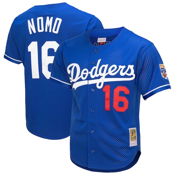 Hideo Nomo Los Angeles Dodgers Cooperstown Collection Mesh Batting Practice Button-Up Jersey - Royal