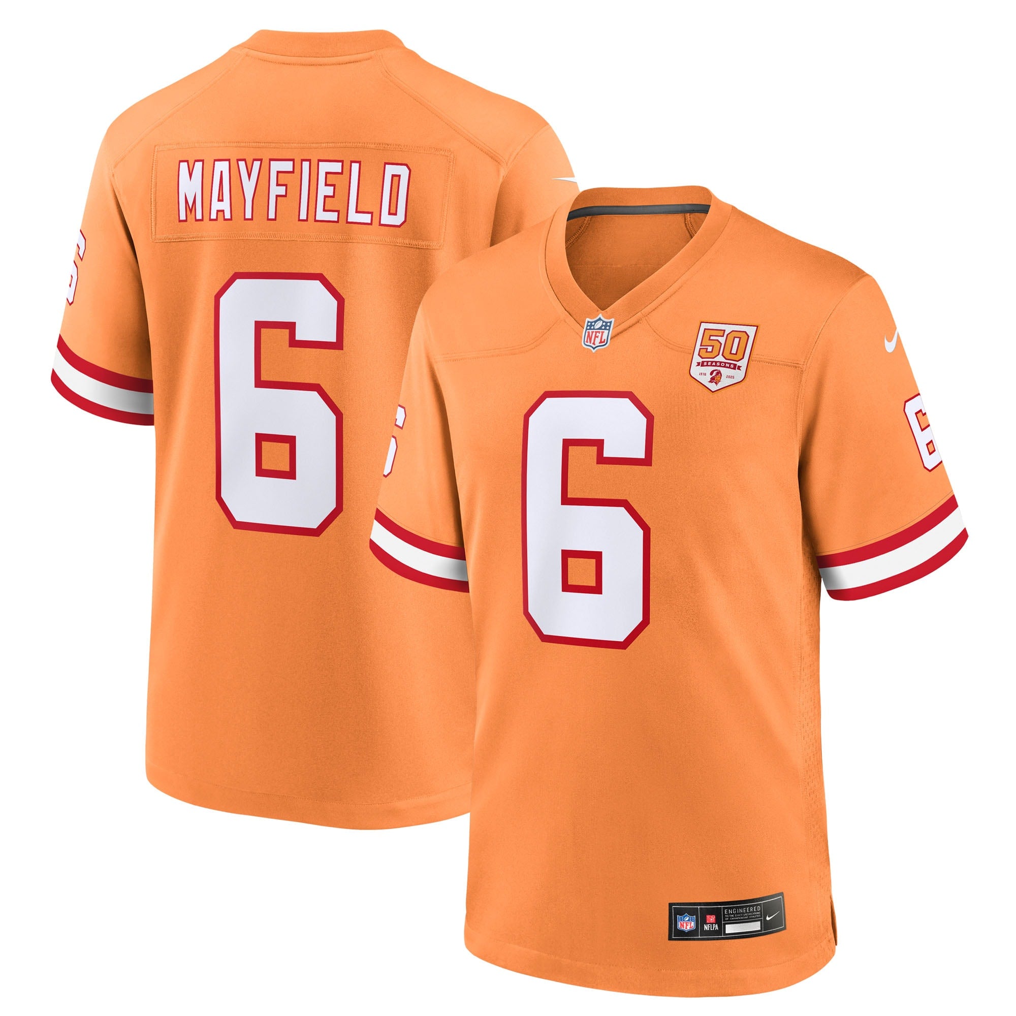 Baker Mayfield Tampa Bay Buccaneers Nike 50th Season Team Game Jersey - Red/Creamsicle - Image 10