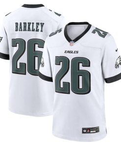 Alternative view of Saquon Barkley Philadelphia Eagles Nike White Game Jersey -  White/Black/Green/Kelly Green