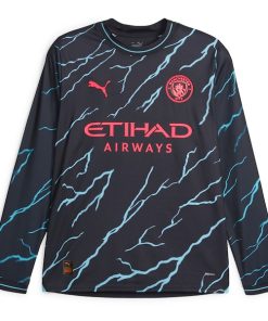 Alternative view of Bernardo Silva Manchester City Puma 2023/24 Third Long Sleeve Replica Player Jersey - Navy