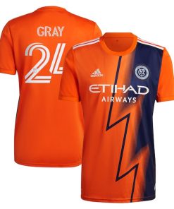 Tayvon Gray New York City FC adidas 2022 The Volt Kit Replica Player Jersey - Orange
