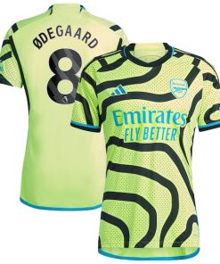 Alternative view of Martin Odegaard Arsenal adidas 2023/24 Away Replica Player Jersey - Yellow/Green