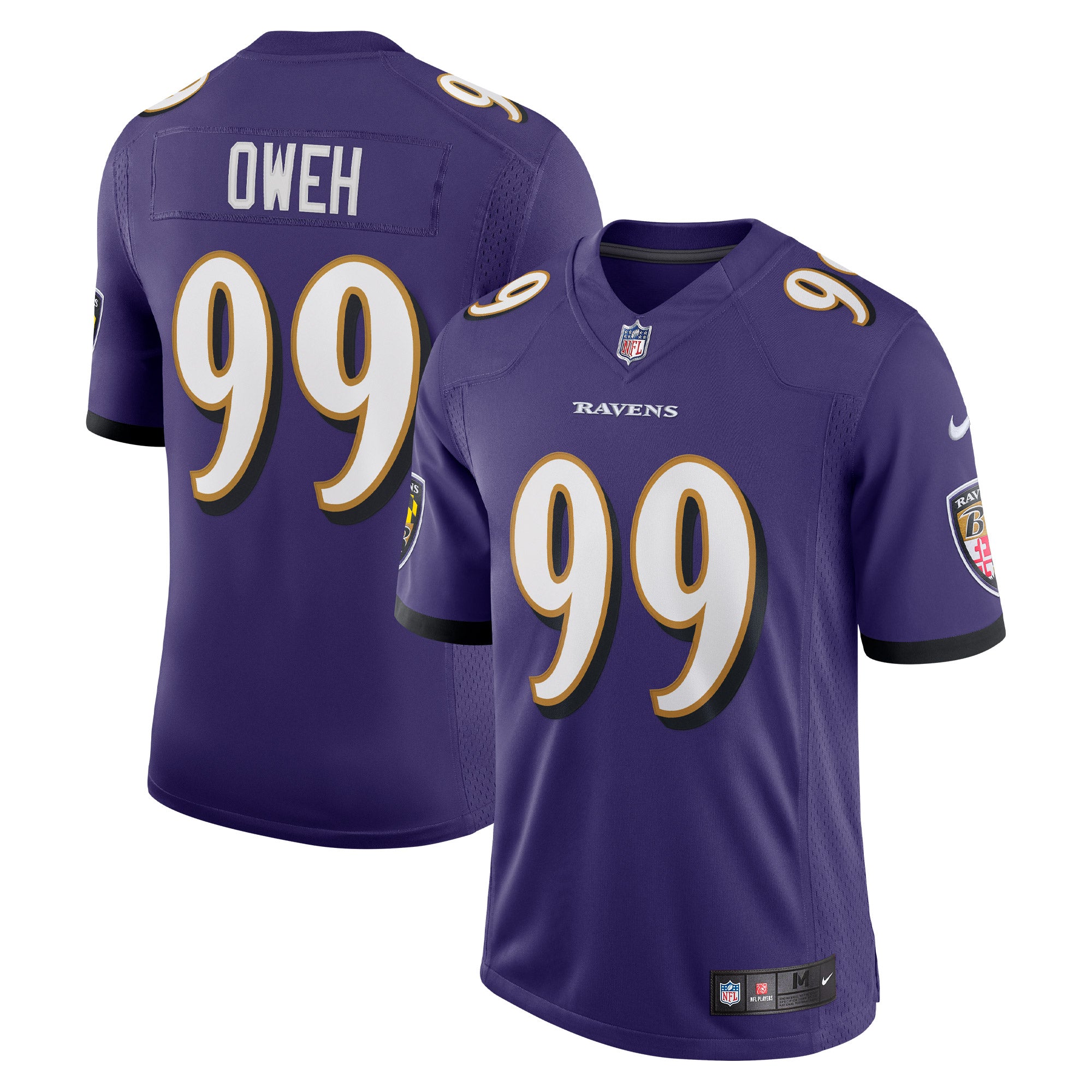 Odafe Oweh Baltimore Ravens Nike Vapor Limited Jersey - Black/Purple - Image 6