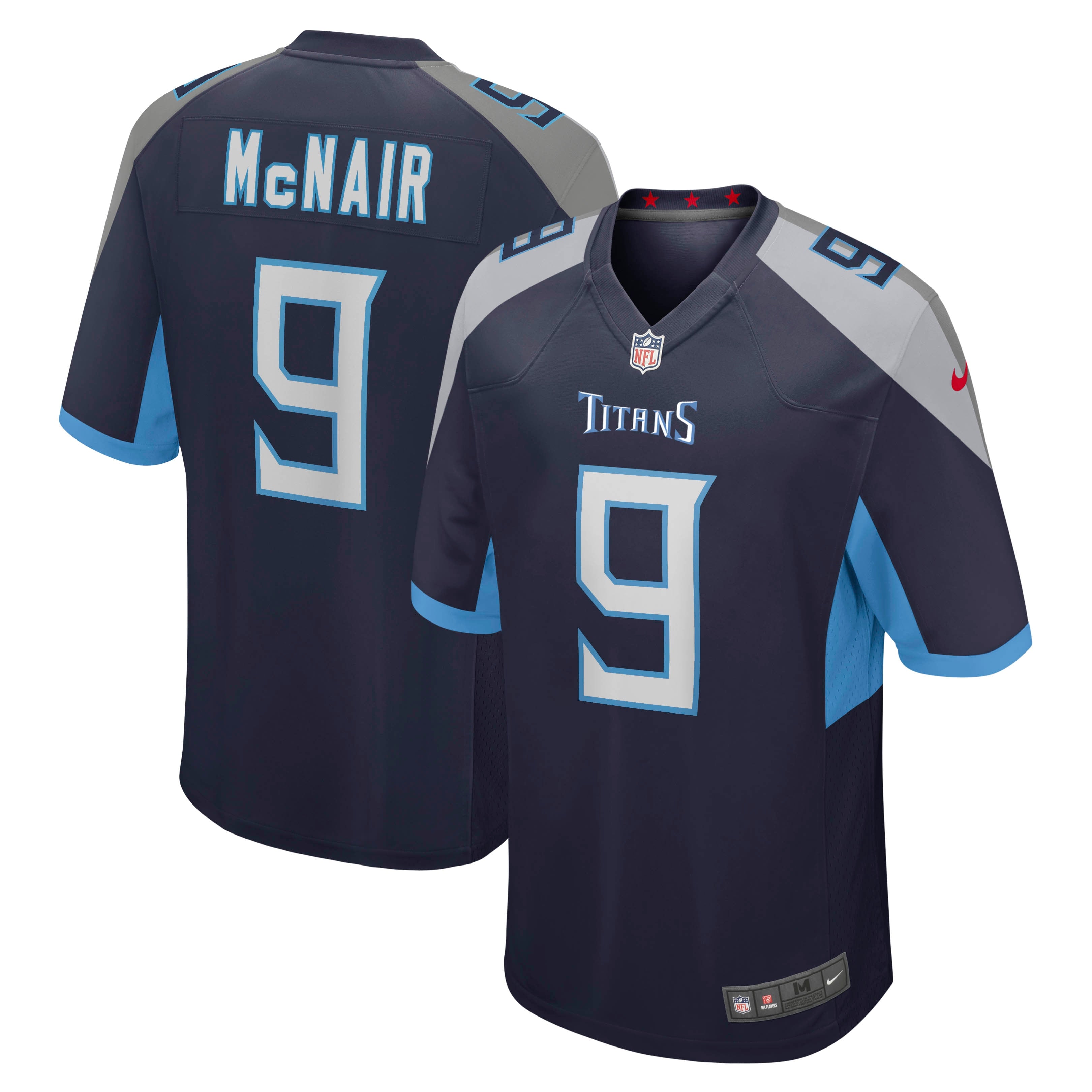 Steve McNair Tennessee Titans Nike Oilers Throwback Retired Player Game Jersey - Light Blue/Navy - Image 6