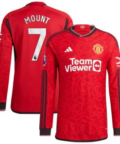 Mason Mount Manchester United adidas 2023/24 Home Authentic Long Sleeve Player Jersey - Red