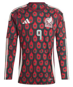 Alternative view of Raul Jimenez Mexico National Team adidas 2024 Home Replica Player Long Sleeve Jersey - Burgundy