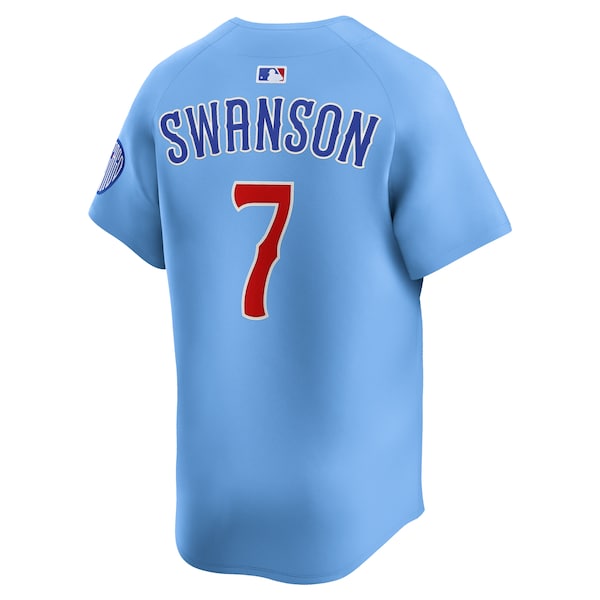Dansby Swanson Chicago Cubs Nike 2nd Alternate Limited Player Jersey - Baby Blue - Image 3