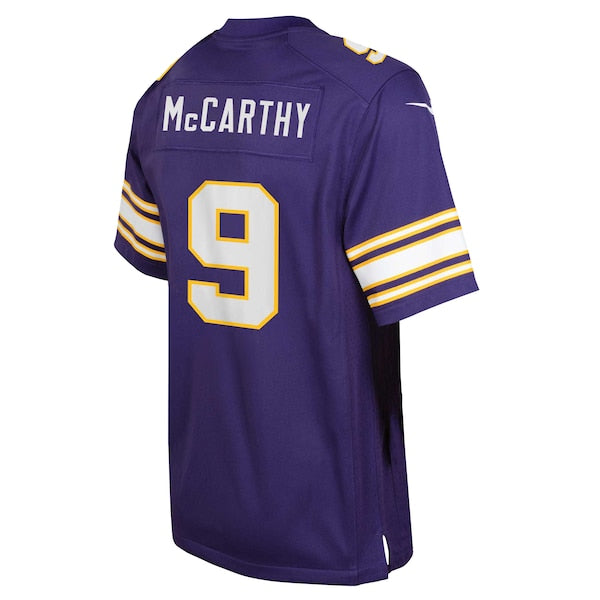 J.J. McCarthy Minnesota Vikings Nike Youth Classic Alternate Player Game Jersey - Purple - Image 3
