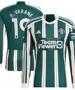Raphael Varane Manchester United adidas 2023/24 Away Long Sleeve Replica Player Jersey - Green/Red