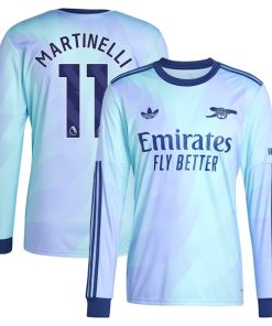 Alternative view of Gabriel Martinelli Arsenal adidas Originals 2024/25 Third Replica Long Sleeve Player Jersey - Aqua