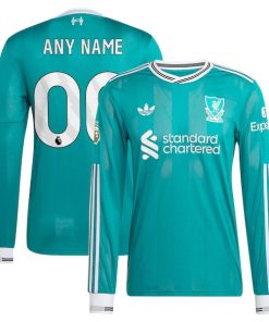 Liverpool adidas 2025/26 Third Authentic Long Sleeve Custom Jersey - Green