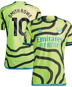 Alternative view of Emile Smith Rowe Arsenal adidas 2023/24 Away Authentic Player Jersey - Yellow/Red