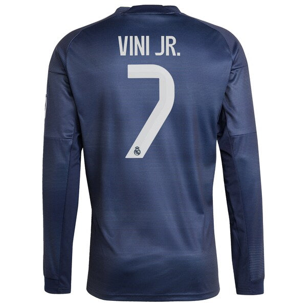 Vini Jr. Los Merengues adidas 2025/26 Home Long Sleeve Replica Player Jersey - Blue/White - Image 2