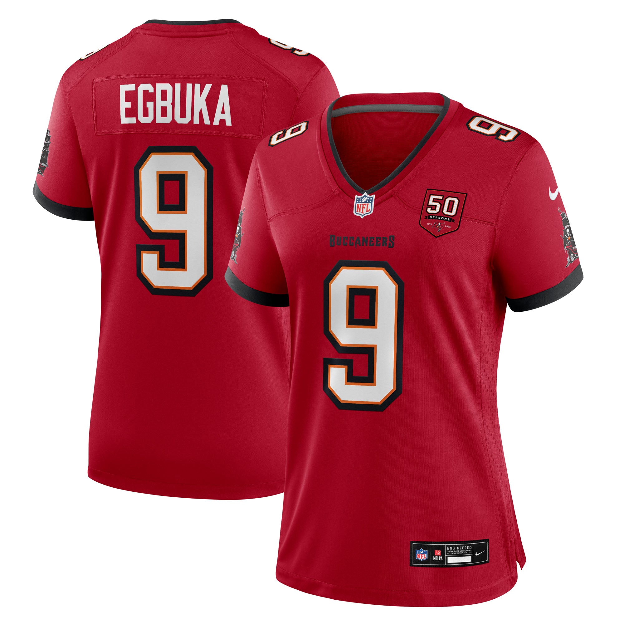 Emeka Egbuka '76 Tampa Bay Buccaneers Nike Women's 50th Season Game Jersey - White/Red/Creamsicle - Image 7