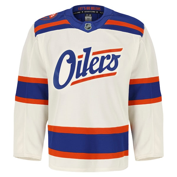 Edmonton Oilers Alternate Authentic Pro Jersey - Light Beige/Royal - Image 4