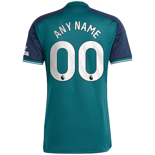 Arsenal adidas 2023/24 Third Replica Custom Jersey - Green - Image 3
