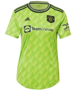 Alternative view of Aaron Wan-Bissaka Manchester United adidas Women's 2022/23 Third Replica Player Jersey - Neon Green