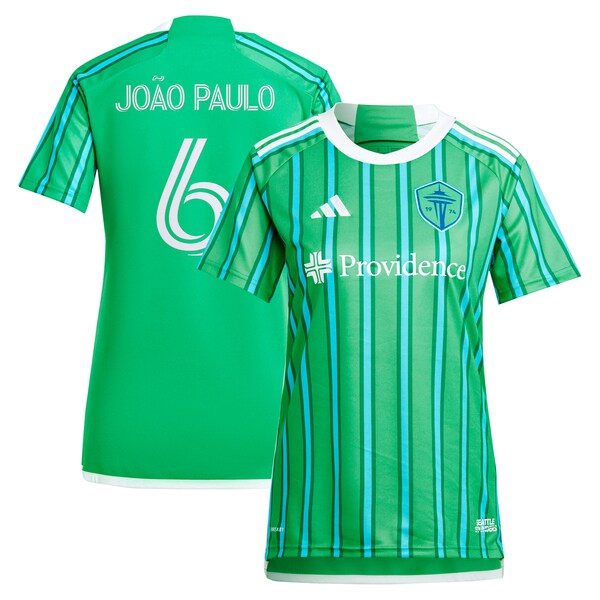 Joao Paulo Seattle Sounders FC adidas Women's 2024 The Anniversary Kit Replica Player Jersey?ยจC Green