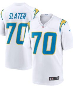 Alternative view of Rashawn Slater Los Angeles Chargers Nike Game Jersey - White/Blue