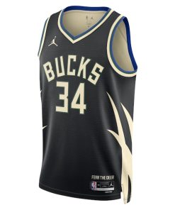 Alternative view of Giannis Antetokounmpo Milwaukee Bucks Jordan Brand Unisex Swingman Jersey - Statement Edition - Black
