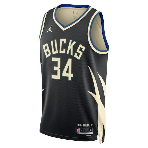 Giannis Antetokounmpo Milwaukee Bucks Jordan Brand Unisex Swingman Jersey - Statement Edition - Black - Image 2