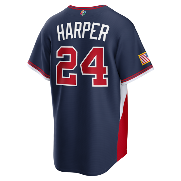 Men's USA Baseball Bryce Harper Nike 2026 World Baseball Classic Road Stadium Jersey - Navy/White - Image 4