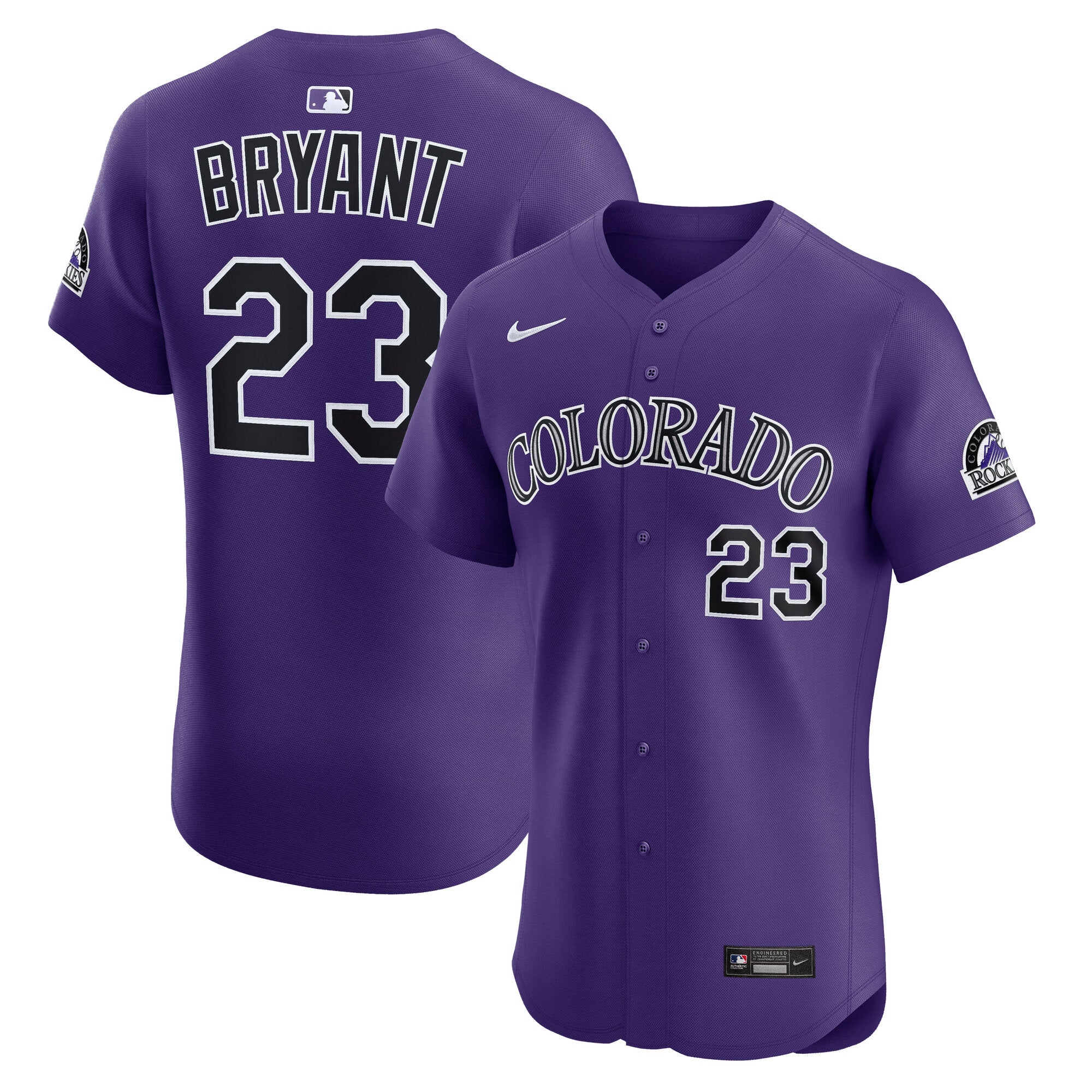 Kris Bryant Colorado Rockies Nike Home ElitePlayer Jersey - White/Purple - Image 5