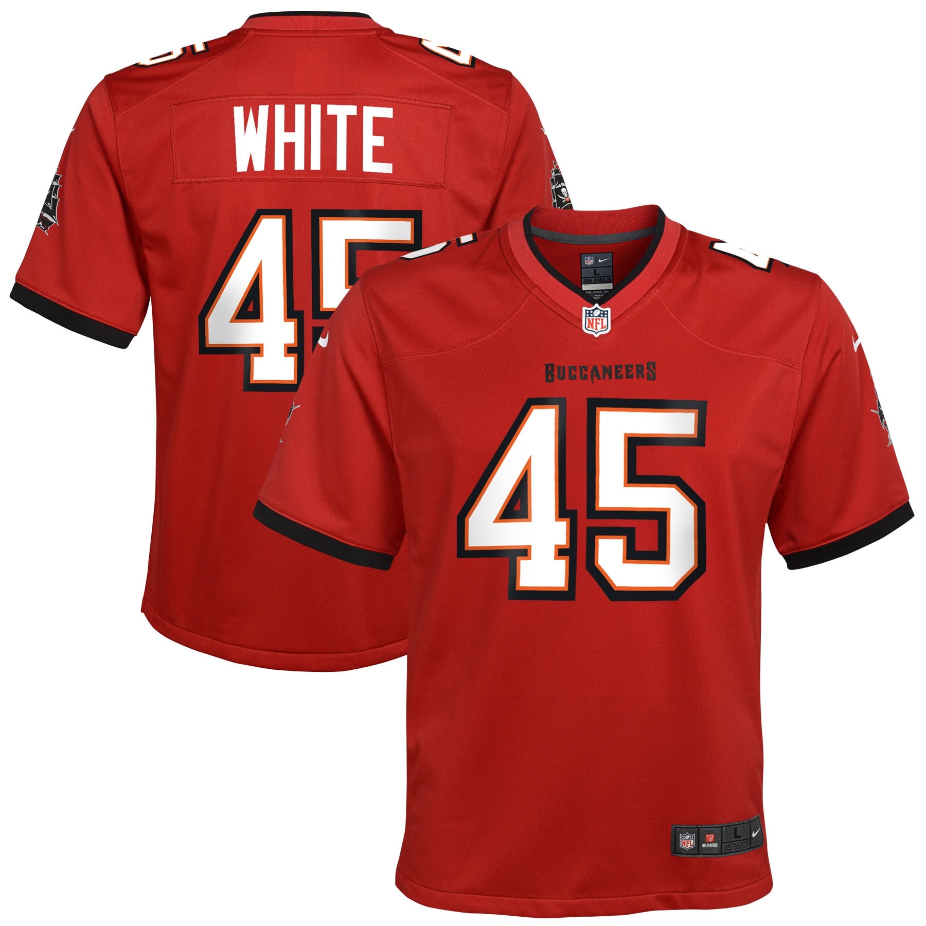 Devin White Tampa Bay Buccaneers Nike Youth Game Jersey - Pewter/Orange/Red - Image 7