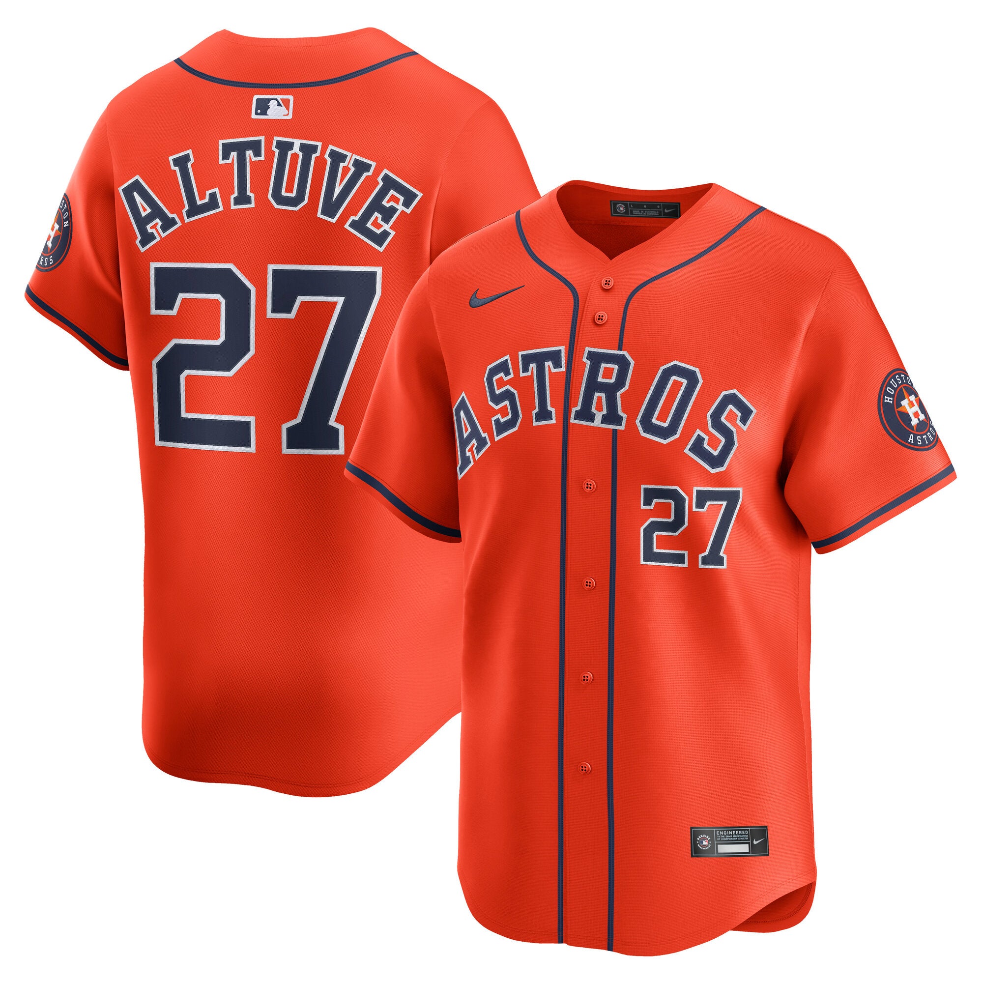 Jose Altuve Houston Astros Nike Road Limited Player Jersey - Gray/Orange/White - Image 7