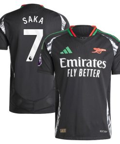 Alternative view of Bukayo Saka Arsenal adidas 2024/25 Away Authentic Player Jersey - Black