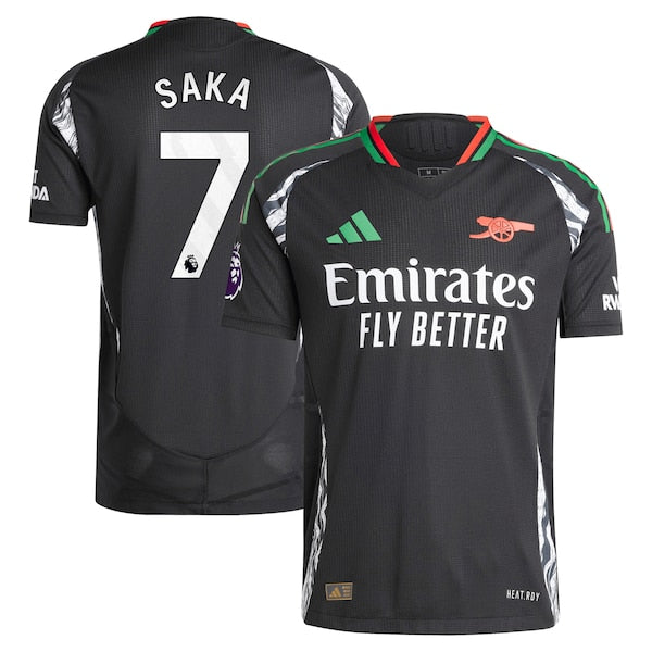 Bukayo Saka Arsenal adidas 2024/25 Away Authentic Player Jersey - Black - Image 2