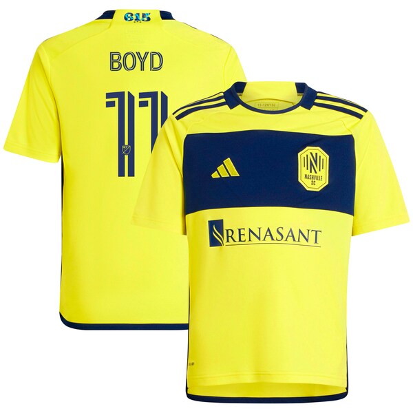 Tyler Boyd Nashville SC adidas Youth 2024 The 615 Kit Replica Player Jersey - Yellow/Black - Image 2